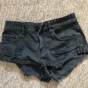 Black low rise jean shorts